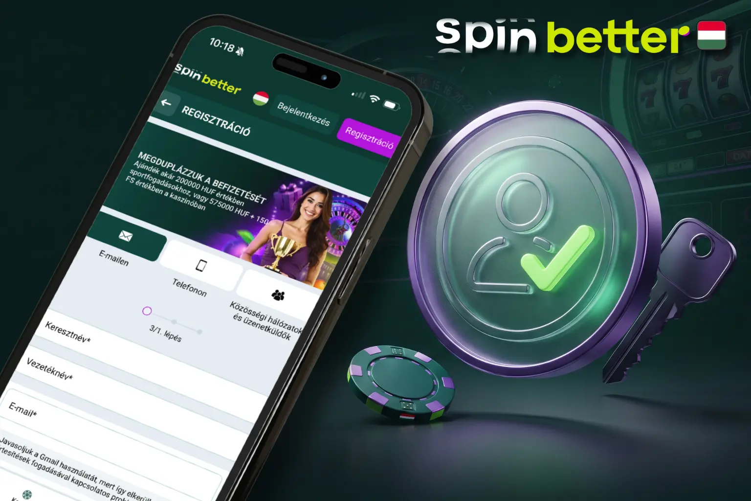 Spinbetter regisztráció biztonságos fióknyitással és személyes adatok megadásával
